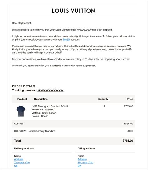 receipt louis vuitton order confirmation|louis vuitton receipt maker.